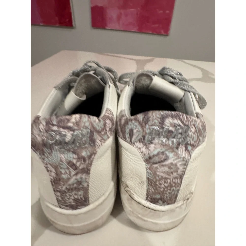 P448 John White Silver Glitter Paisley Low Top Sneakers‎ Made in Italy l 9/40